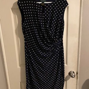 Ralph Lauren navy & white polka dot dress L